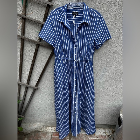 J. Crew Cerise shirtdress in striped poplin Deep Sea Stripes - Picture 5 of 11